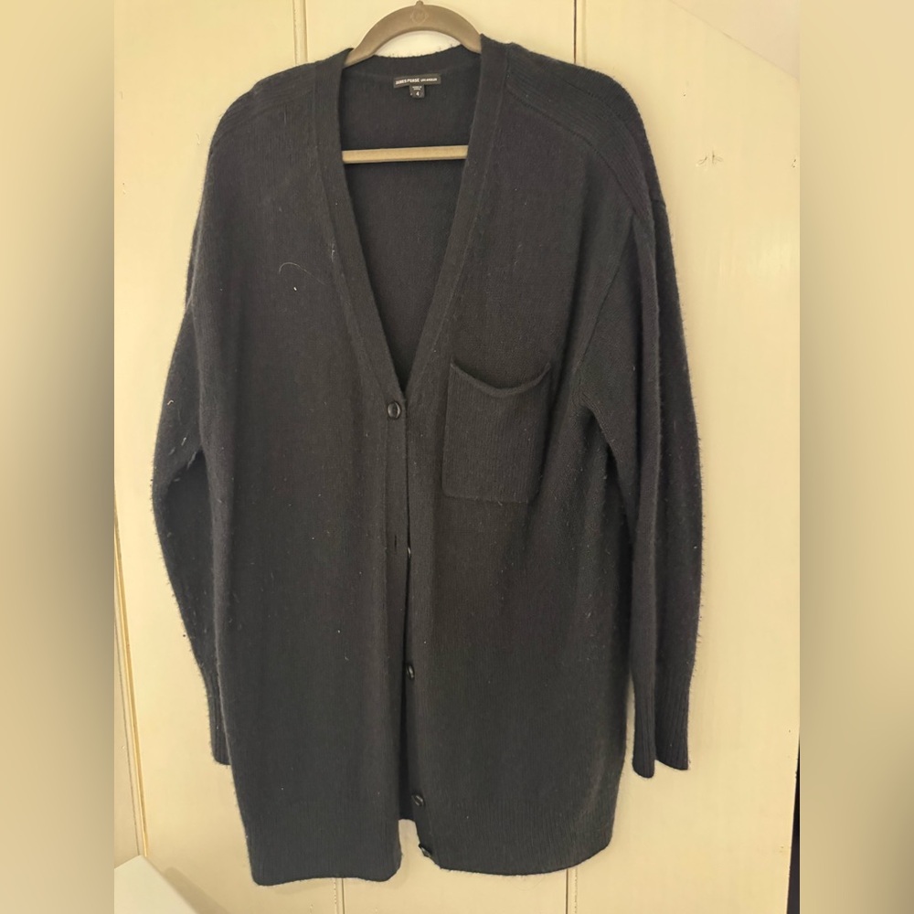 James perse blue cashmere Button-Up Cardigan